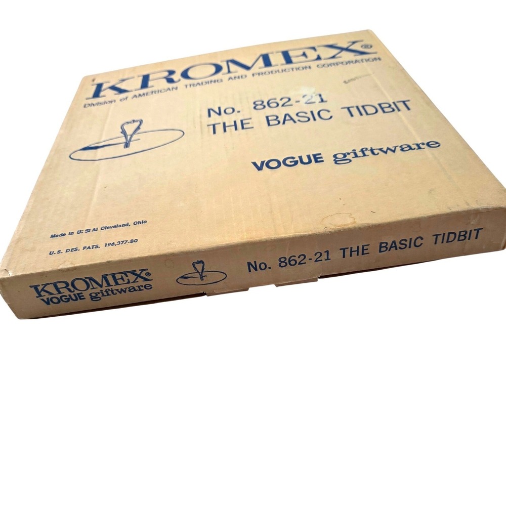 Vtg Kromex No 862-21 The Basic Tidbit Tray Vogue Chrome Serving Stand New in Box - Picture 6 of 10